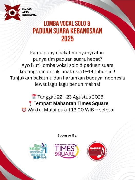 Lomba Vocal Solo & Paduan Suara Kebangsaan 2025